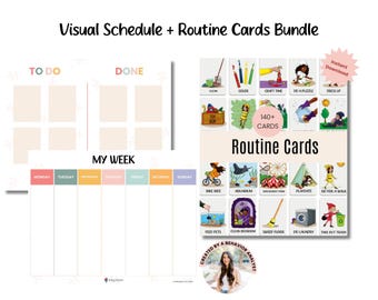 Programma visivo per bambini, Schede di routine quotidiana per bambini, Tabella di routine per bambini piccoli, Tabella delle faccende