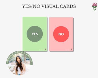 Yes No Cards, AAC Communication Cards for Nonverbal Kids + Speech Therapy Visual, Printable, Behavior Analyst Designed