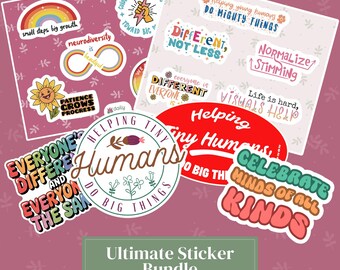 Pacchetto completo di adesivi per la sensibilizzazione sull'autismo / Adesivi per laptop e notebook dedicati all'autismo, ai BCBA e ai RBT (Board Certified Behavior Analyst) e all'educazione speciale.