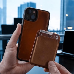 Exclusive Bundle Offer: Leather Case & Magnetic Card Wallet – Premium iPhone Accessories