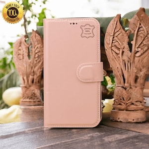 Magnetisch roze leren portemonneehoesje met kaartvakken – gepersonaliseerd iPhone-hoesje voor 13, 14, 15, 16, Plus, Pro en Pro Max!