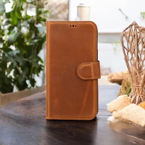 Da iPhone 16 a Pro Max | Portafoglio in pelle con chiusura magnetica staccabile e scomparti per carte | Custodia personalizzata per iPhone 13, 14, 15, 16 e modelli Pro