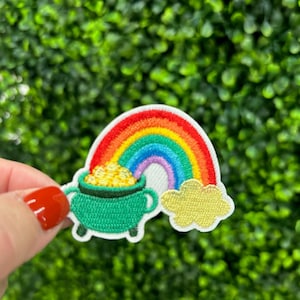 Rainbow and Pot of Gold Embroidered Patch