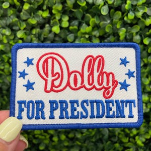 Red, White, & Blue Dolly For President Embroidered Patch