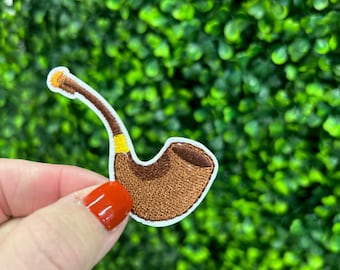 Parche bordado de pipa marrón