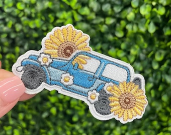 Parche bordado de girasol para coche