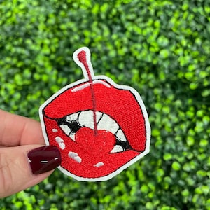 Cherry Lips Embroidered Patch