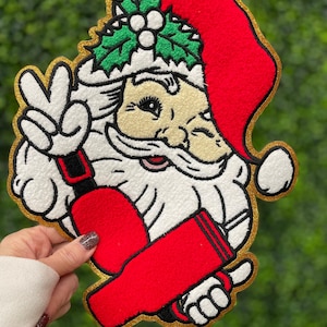 Trendy Santa Glitter Chenille Patch