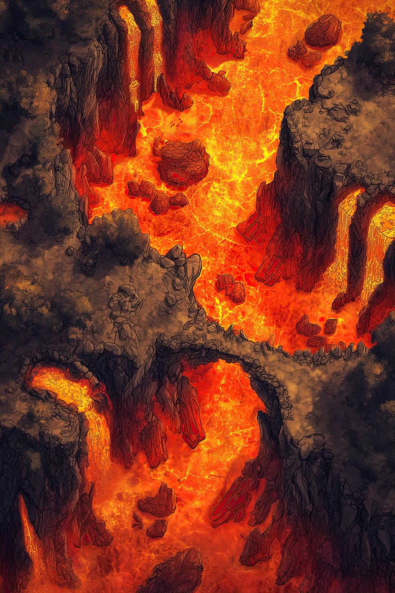 Hell Battlemaps, Abyss, Dnd Maps, Lava, Underdark, D&D, Gridded Maps ...