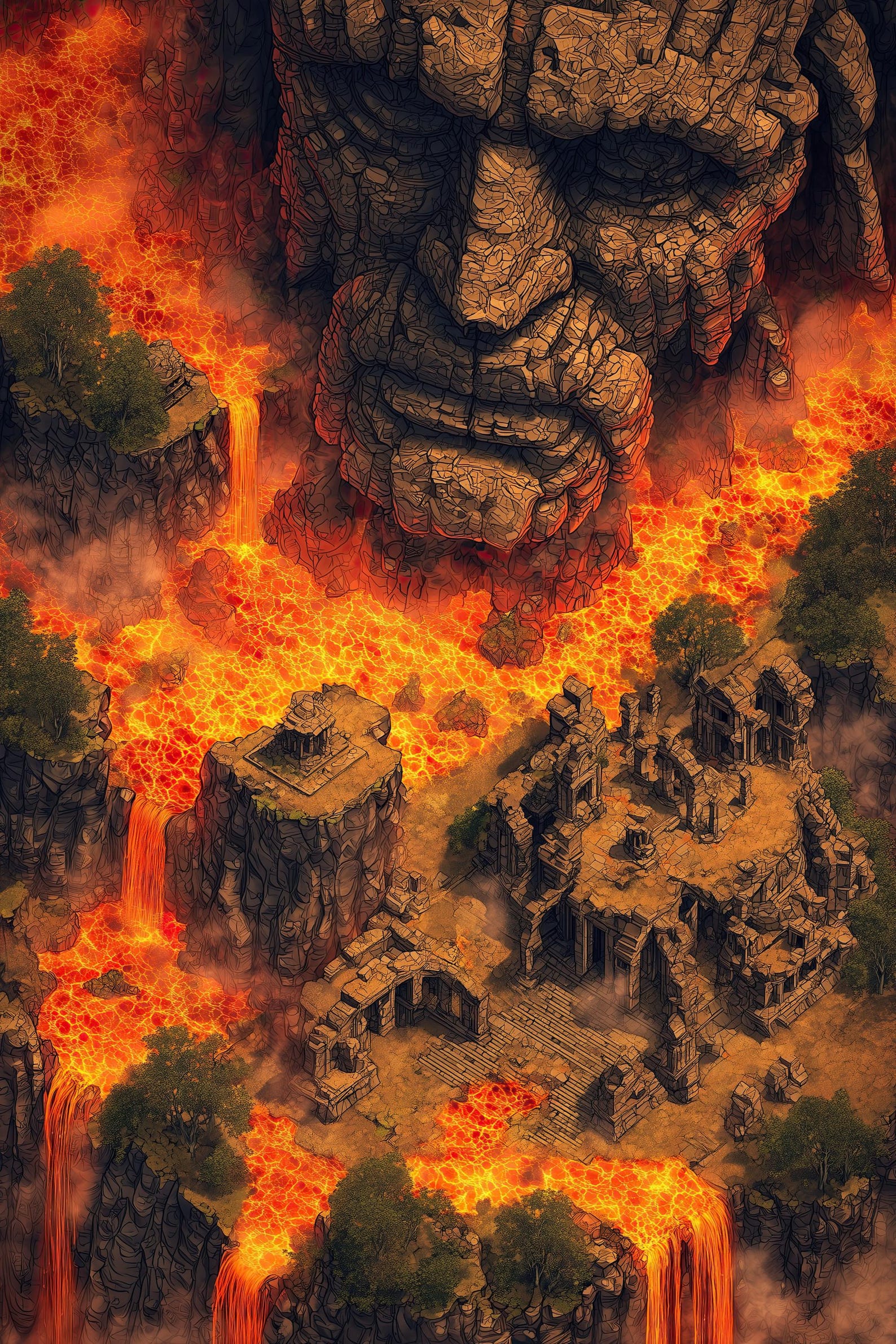 Hell Battlemaps, Abyss, Dnd Maps, Lava, Underdark, D&D, Gridded Maps ...