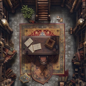 Mappe di battaglia della biblioteca, mappe DnD, D&D, Wizard's Academy, Pathfinder, mappe a griglia, Roll20, Dungeon Master, piastrelle dnd, mappe per miniature