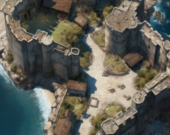 Castle Battlemaps, DnD Maps, Fort, D&D, Pathfinder, Gridded Maps, Roll20, VTT, Dungeon Master, dnd tile, digital map, maps for miniatures