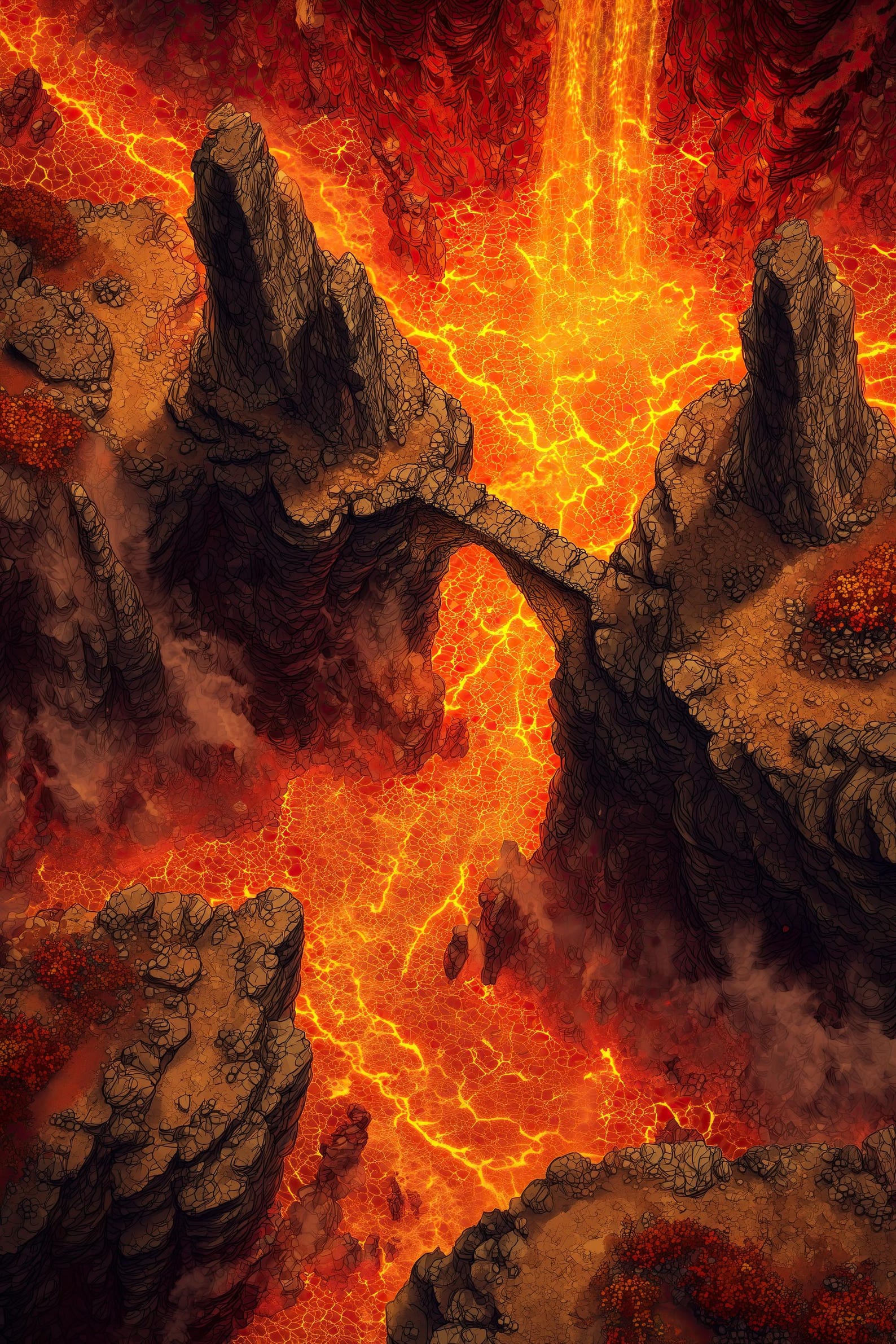 Hell Battlemaps, Abyss, Dnd Maps, Lava, Underdark, D&D, Gridded Maps ...
