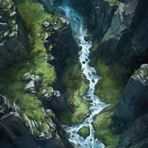 Cartes de bataille des montagnes, cartes du D&D, carte des grottes, carte de la rivière, D&D, Pathfinder, cartes quadrillées, Roll20, Dungeon Master, mosaïque imprimable du DND, carte numérique