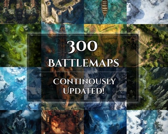 300 Battlemaps for Dungeons & Dragons, DnD Maps, Gridded Maps, Fantasy Maps for Tabletop RPGs, 4K, Gift for Dungeon Master, Printable Tiles