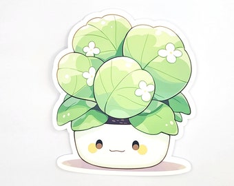 Linda pegatina de planta Kawaii, pegatina de primavera de vinilo, planta estética