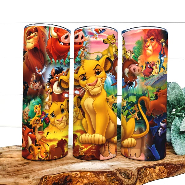 Personaggi del Re Leone 20oz Skinny Tumbler Wrap PNG, Simba Tumbler PNG, Colorato Re Leone Png, Sublimazione File istantaneo Digitale, Scarica PNG