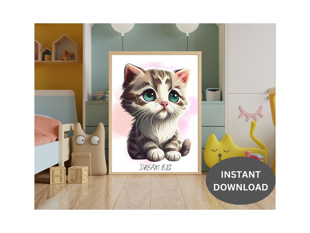 PRINTABLE Cute Cat Digital Art - Etsy