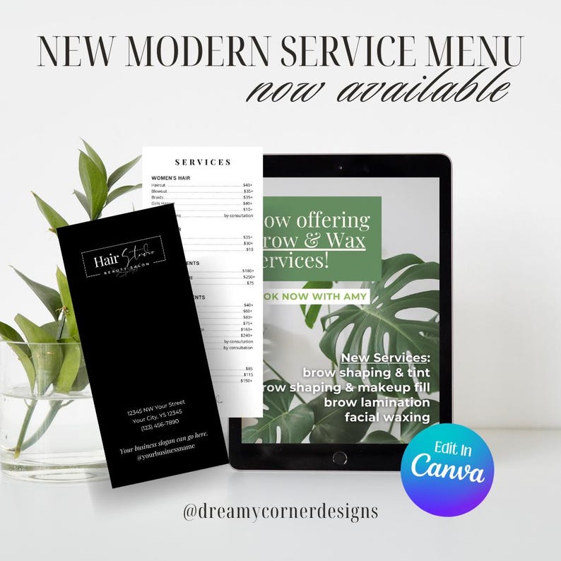 Editable Salon & Spa Service Menu | Canva Template | Digital Price List ...