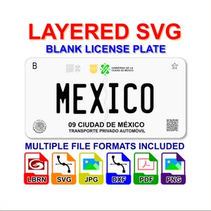 Ciudad de Mexico nummerplaat digitaal bestand gelaagde SVG - Lightburn Cricut Glowforge Laser CNC