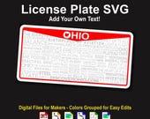 Ohio License Plate SVG - Layered Cut File for Cricut Glowforge Laser - png dxf pdf - Font Included