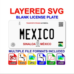 Sinaloa Mexico License Plate Digital File Layered SVG - Lightburn Cricut Glowforge Laser CNC