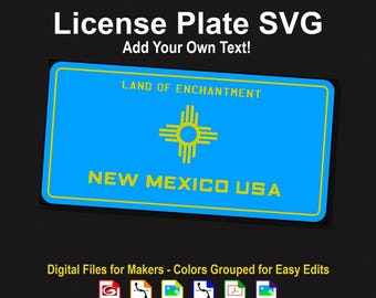 SVG-snijbestand nummerplaat New Mexico – gelaagd ontwerp (digitale download)