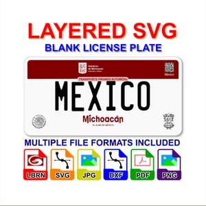 Michoacan Mexico License Plate Digital File Layered SVG - Lightburn Cricut Glowforge Laser CNC