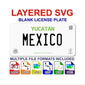 Yucatan Mexico License Plate Digital File Layered SVG - Lightburn Cricut Glowforge Laser CNC