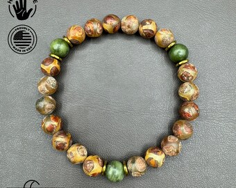 Rising Energy: Embrace the Power of Nature with Tibetan Agate and Green Agate Stone, Gift For Him Boyfriends