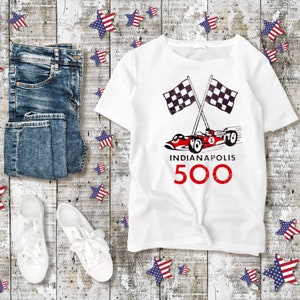 Vintage Indy 500 Race Car T-Shirt, Retro Indy Car, Race Track, Checkered Flag, Fast Car, Indianapolis, Indycar, Sport t-shirt, Motorsports