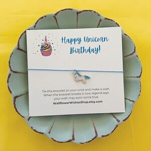 Happy Unicorn Birthday Wish Bracelet, Tie On Wish Bracelet, Wish Bracelet, Tie On Bracelet, Bracelet, Unicorn Lover, Unicorn Birthday Gift