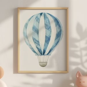 Nursery Wall Art, Watercolor Hot Air Balloon Painting, Printable Artwork, Minimalist, Gender Neutral, Children's Room Decor,Digital Download
