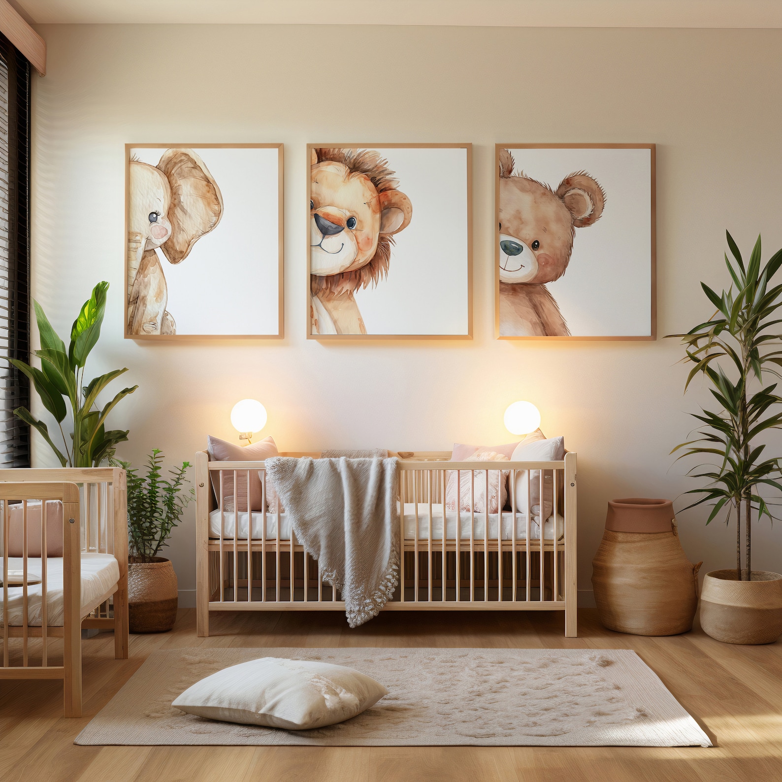 Nursery Wall Art, Cute Animals Prints Set of 3, Elephant, Bear, Lion ...