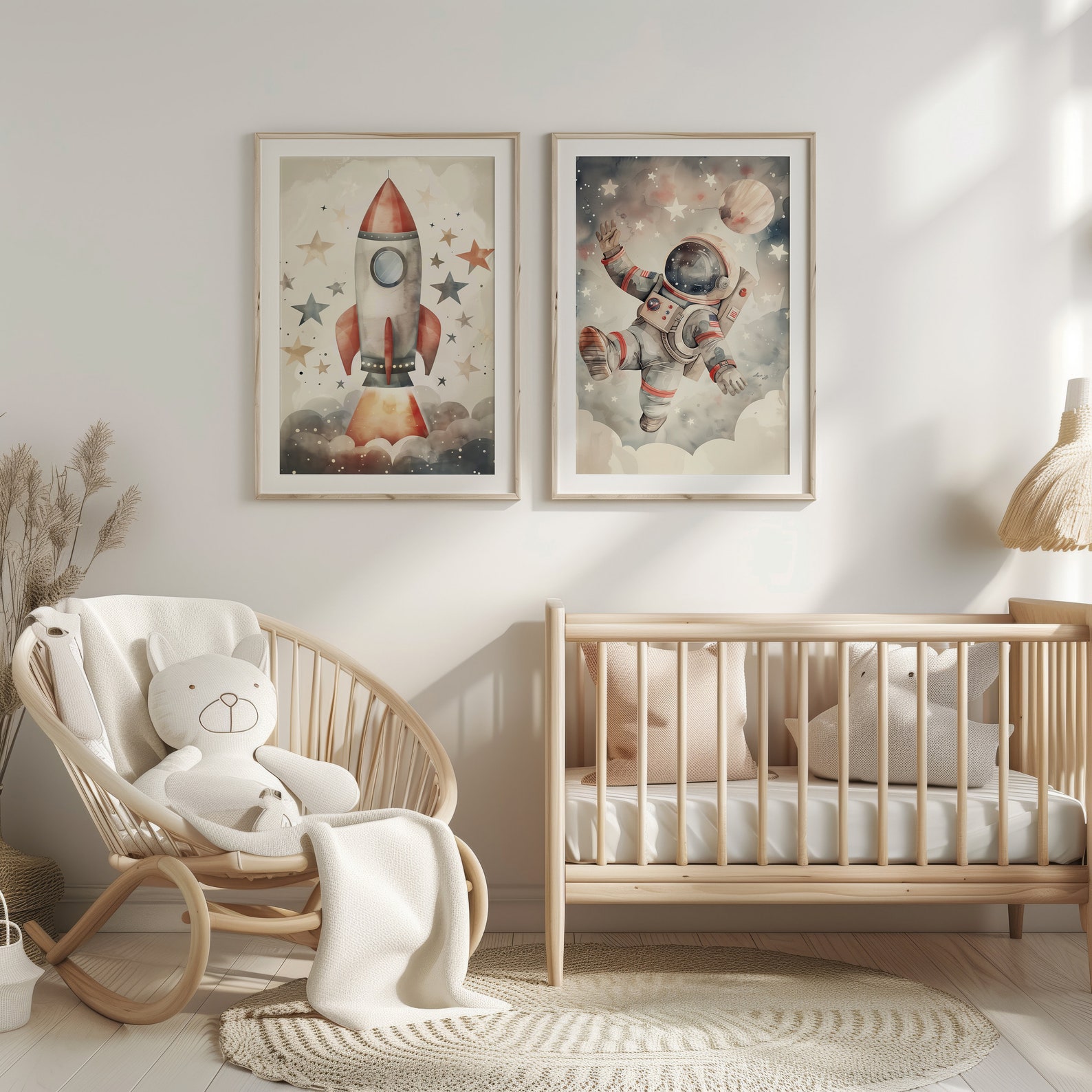 Nursery Wall Art, Outer Space Prints Set of 2, Rocket Ship and ...