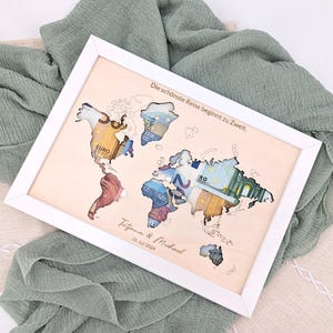 cadeau de mariage personnalisé carte du monde avec date et noms de mariage, cadeau de mariage, cadeau de mariage, cadeau en espèces pour les mariés
