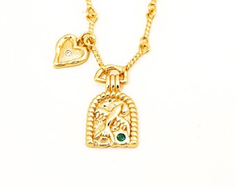 Friedenstaube: 18k vergoldete Halskette für Friedenstaube und Liebessymbole, zierlicher inspirierender Schmuck für sie, sinnvolles Freundschafts-Abschlussgeschenk