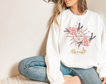 Sun and moon Shirt,Celestial Shirt,Mystical Sun TShirt,Pastel Shirt, Sun Sweatshirt,Cute Sweatshirt Women,Moon and Sun,Flower Sweatshirt