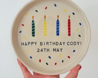 Small Birthday Candle Plate | Handmade Plate | Personalised Plate | Children's Plates | Birthday Plate |  Children’s Birthday Gift