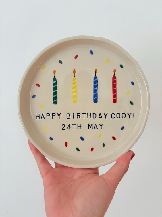 Small Birthday Candle Plate | Handmade Plate | Personalised Plate | Children's Plates | Birthday Plate |  Children’s Birthday Gift