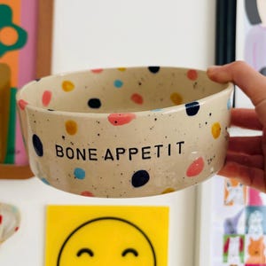 Personalised Confetti Patterned Pet Bowl | Handmade Dog Bowl | | Ceramic Bowl | Personalised | Stoneware Bowl | Cat Bowl | Cute Pet Bowl