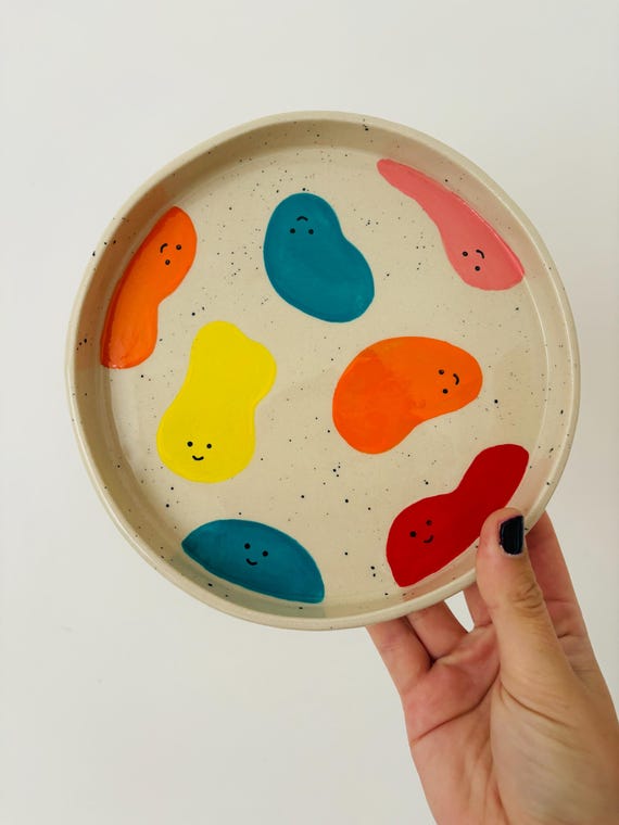 Small Personalised Multi Happy Blob Ceramic Plate | Handmade Plate | Ceramic Plate | Children's Plates | Birthday Plate | Kids Plate