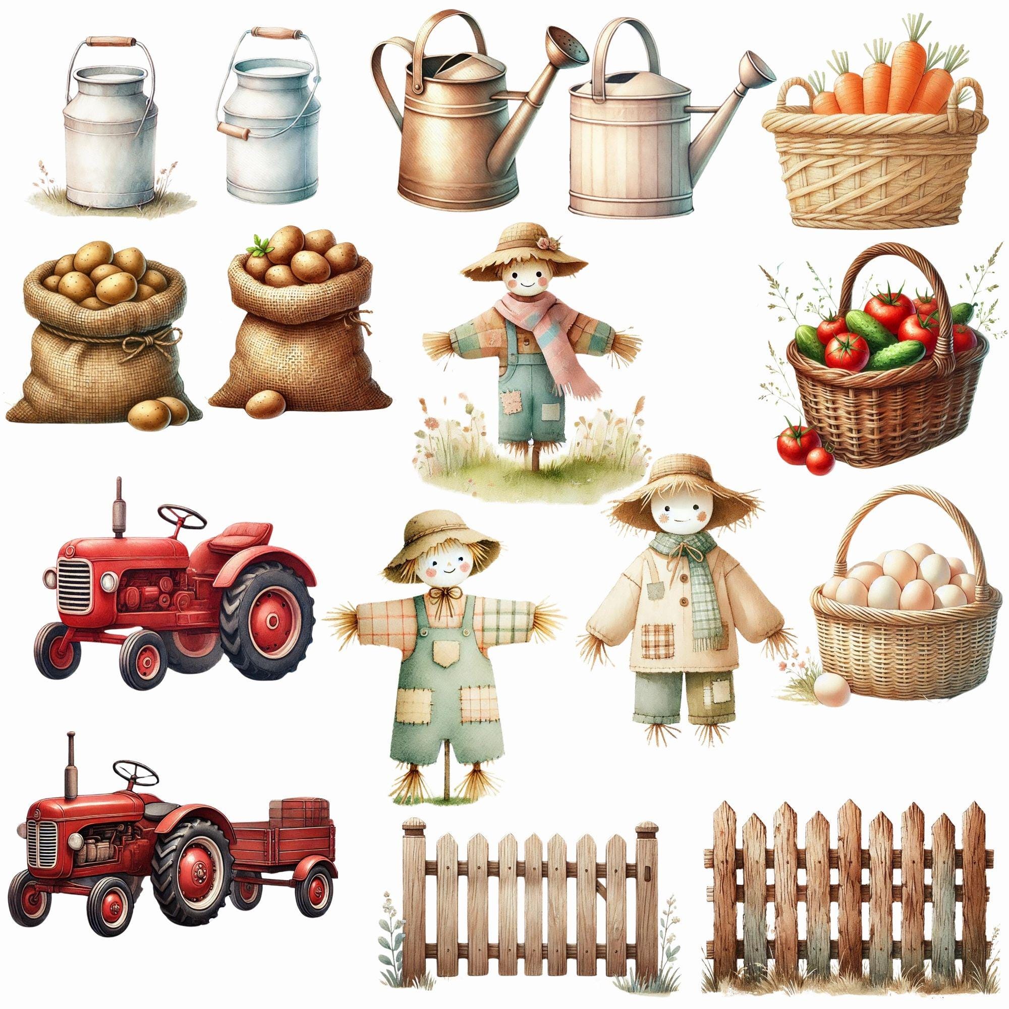 Watercolor Farm Animals Clipart, Cute Nursery PNG - Etsy
