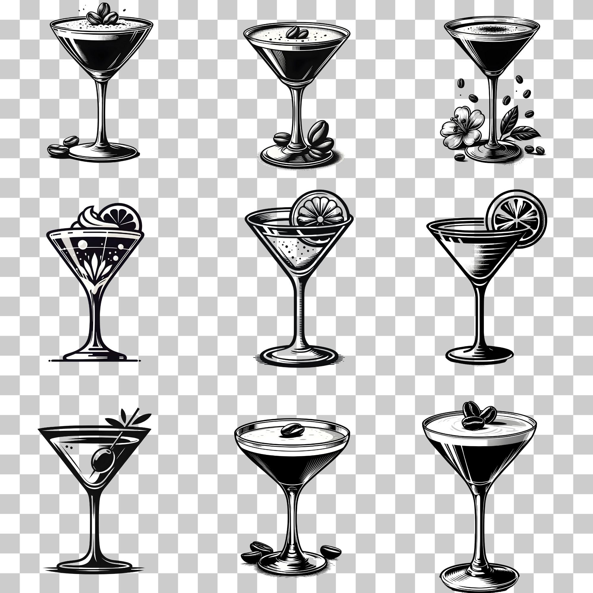 Martini Png Black And White
