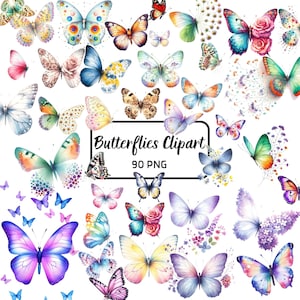 Clipart de borboleta, Clipart de borboleta em aquarela, Clipart de borboletas, Borboleta floral colorida PNG, 90 Clipart de borboleta, Clipart de primavera
