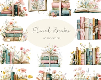 Clipart aquarel bloemenboeken: boho wilde bloemen, png-set