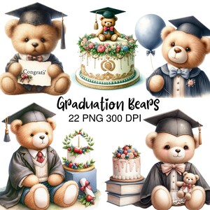 Clipart de oso de graduación 2024, Clipart de estudiante de graduación, Preescolar, Toga de graduación PNG, Felicidades, osito de peluche graduado png