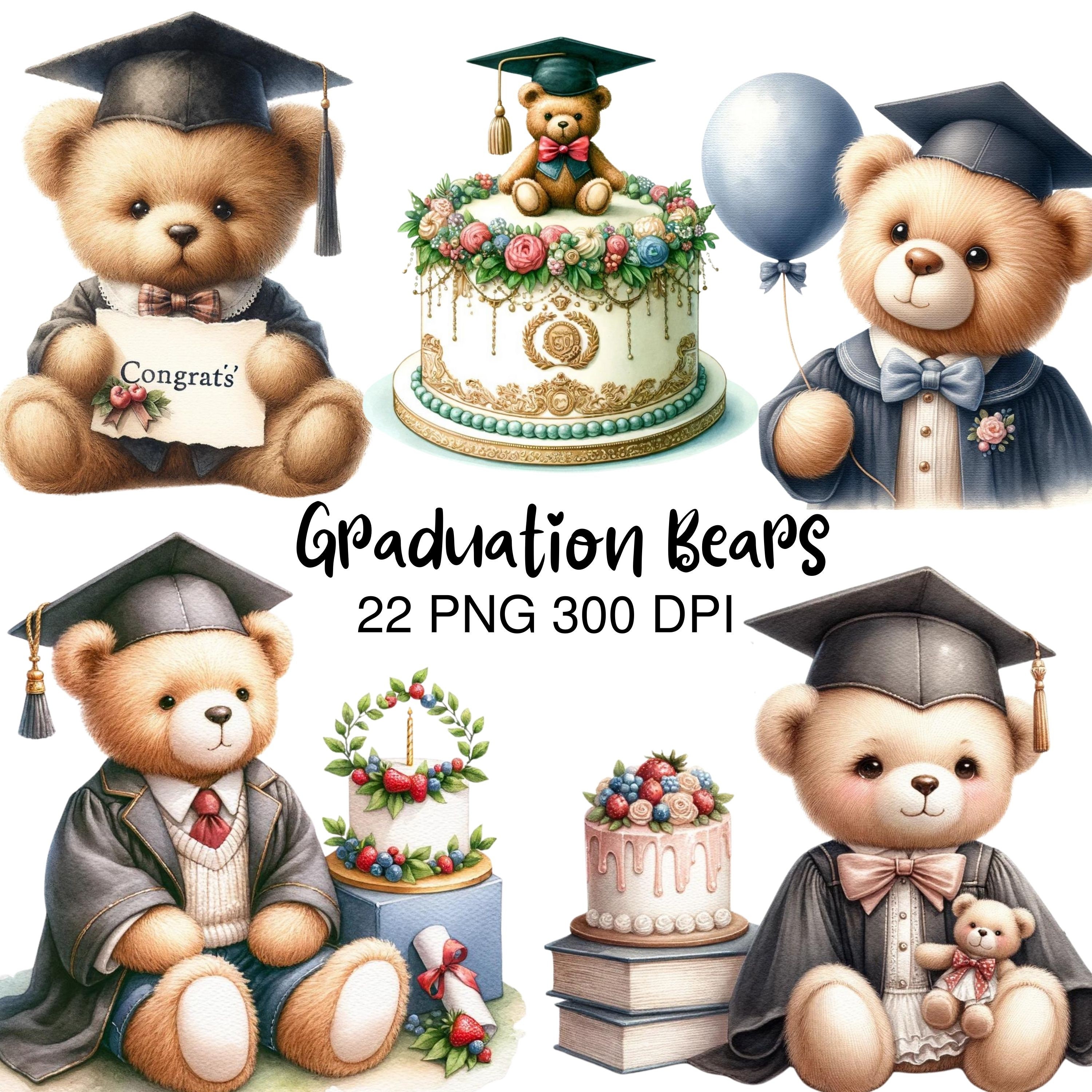 Graduation Bear Clipart, Cute Kid Student Graduation Clipart, Preschool