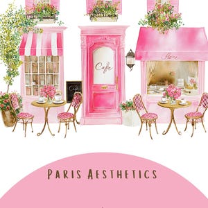 Watercolor Paris Patisserie Clipart, Parisian Cafe Clipart, Romantic French Bakery Coffee Shop Illustration Transparent PNG, DIY Invitations