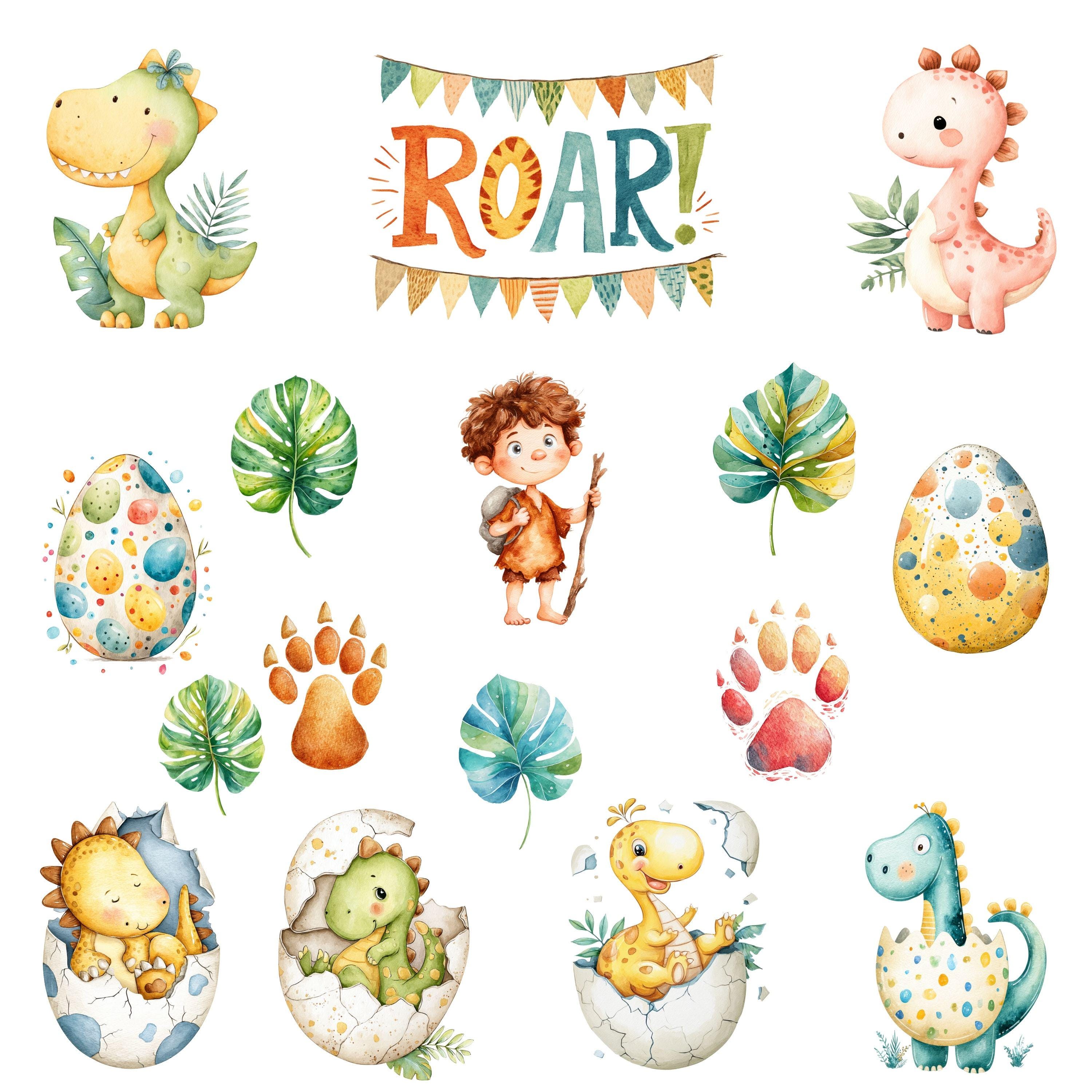 Watercolor Dinosaur Clipart: Pastel Baby Dino Nursery Decor PNG - Etsy